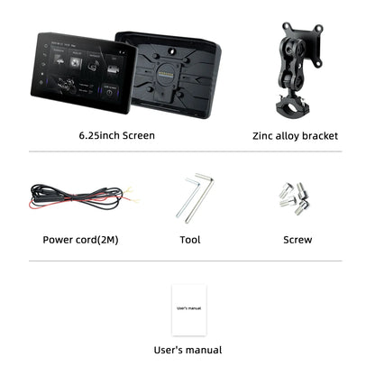 EKIY 6.25" Portable Digital Dashboard with Wireless CarPlay & Android Auto GPS Navigation - Anti-Theft Removable Screen for Motorcycle   2/2