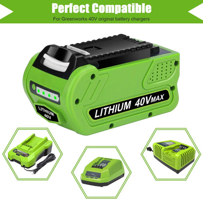 Greenworks 40V 6.0Ah G-MAX Li-Ion Battery – Compatible with 29472, 29462, 29252, 20202, 22262 Cordless Power Tools (Not Gen 1)