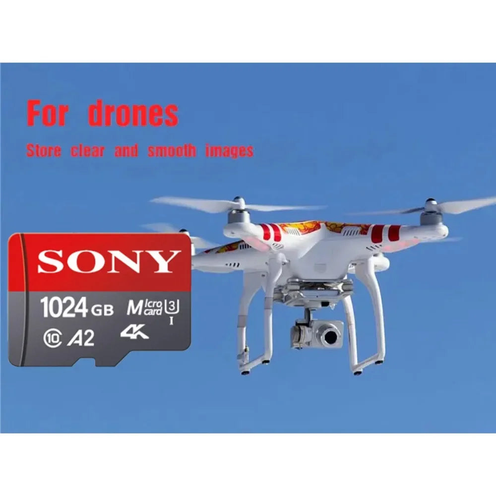 SONY 1024GB Micro SD Card – Class 10 High-Speed A2 TF Flash Memory for Xiaomi, Camera, Phone & Drone, 4K Ultra-HD Video