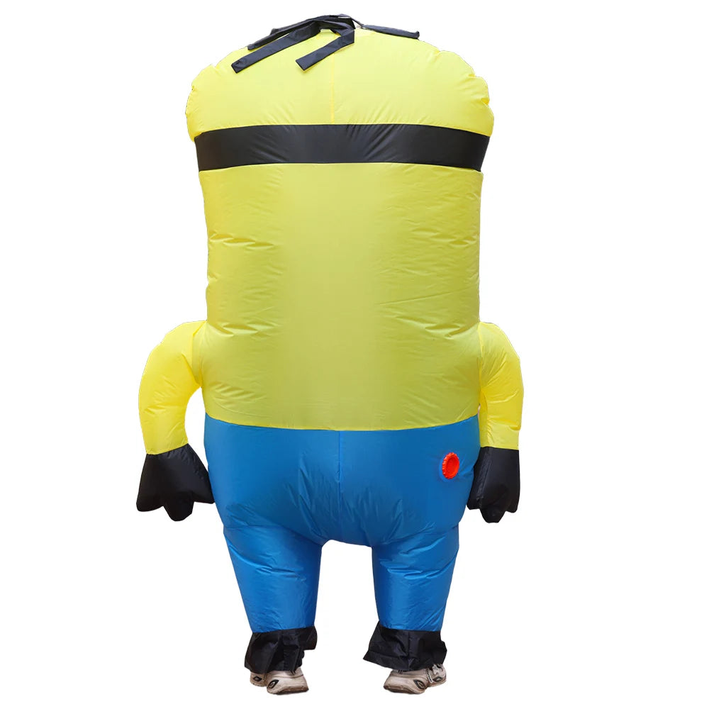 Flat Yellow Inflatable Costume - Funny Adult Cartoon Anime Outfit for Halloween & Party Performances