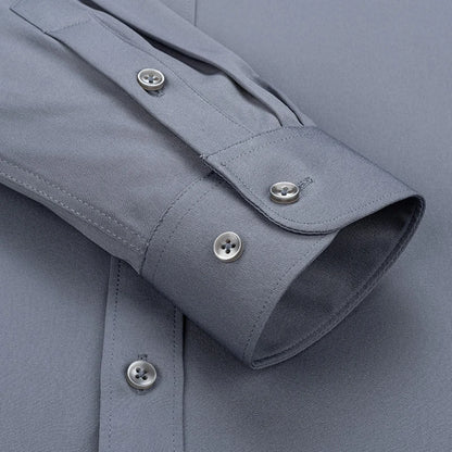 Men's Solid Color Long Sleeve Shirt - Slim Fit Formal Business Casual Dress Shirt