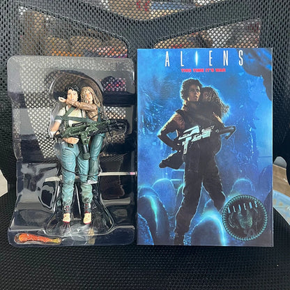 NECA Alien 2 LT Ellen Ripley & Newt Figure – Giger Xenomorph Facehugger Collectible Action Model Toy, Perfect Gift