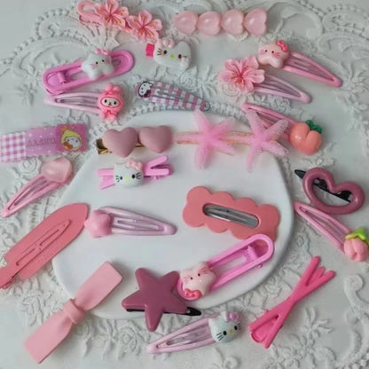 Y2K Pink Hair Clip Set - Cute Seamless Edge Barrettes Trendy Sweet Hair Accessories for Women & Girls