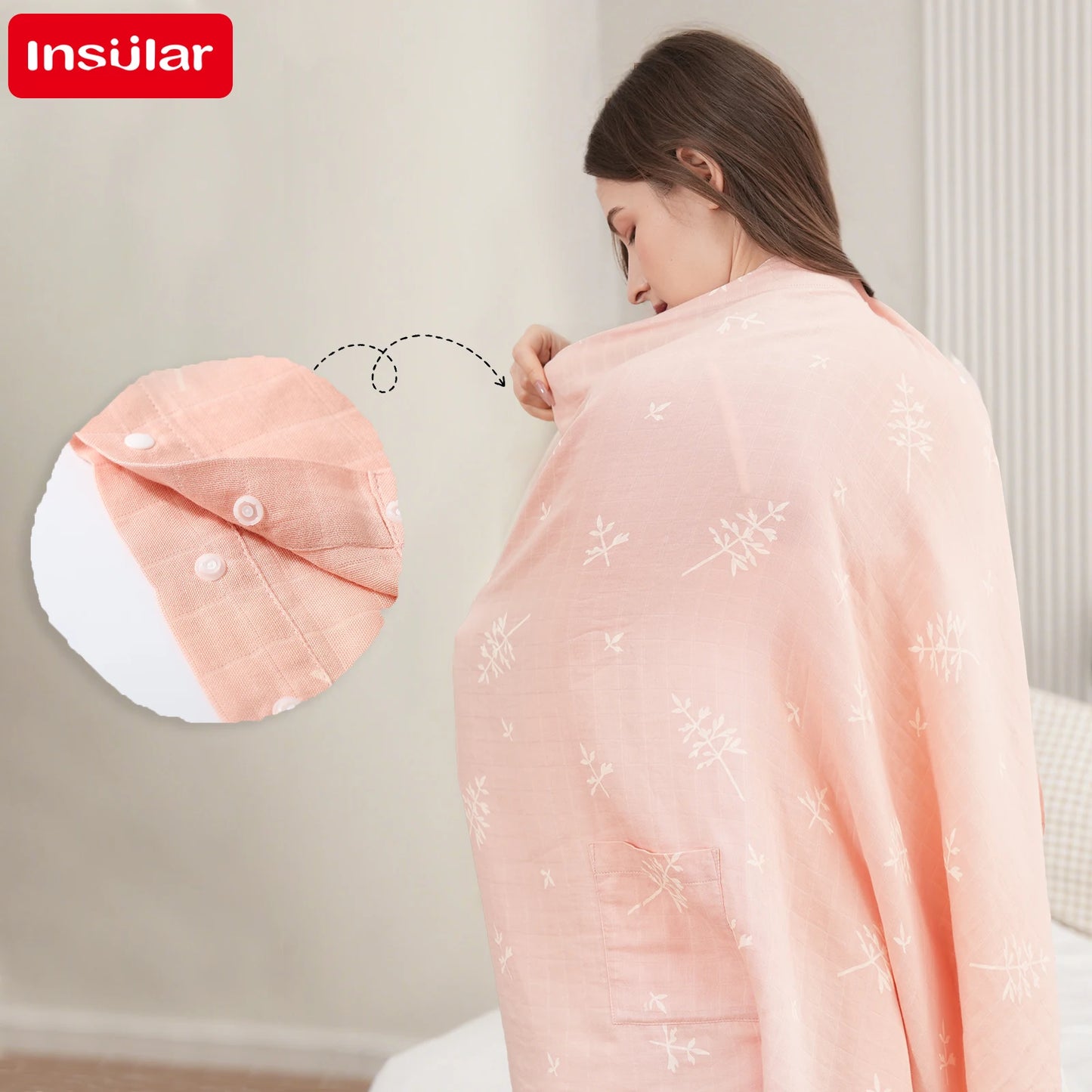 Breastfeeding Nursing Cover Shawl – Bamboo Cotton Baby Blanket Scarf for Privacy, Stroller & Pregnancy Protection Wrap