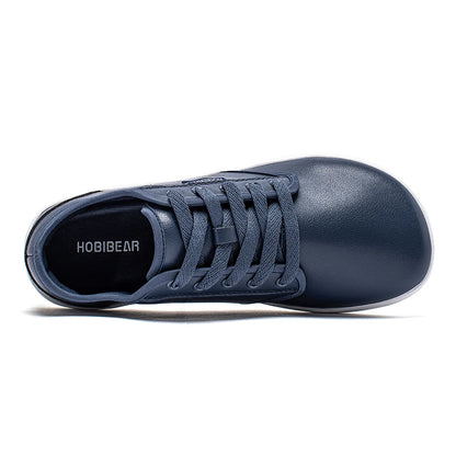 HOBIBEAR Wide-Toe Family Sneakers — Barefoot Minimalist Lace-Up Casual Walking Shoes with Hook & Loop Faux Leather