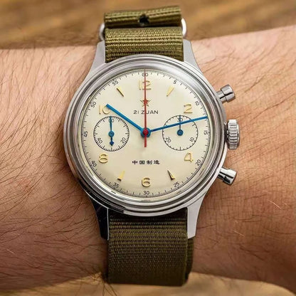 RED STAR 1963 Men's Chronograph Watch - 38mm Pilot Design with Seagull ST1901 Movement & Sapphire Glass