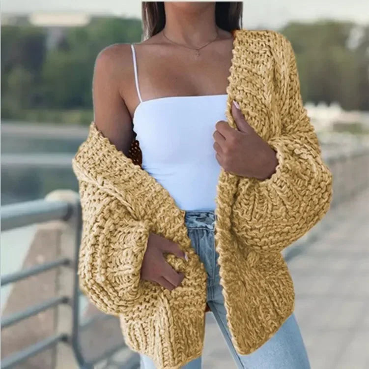 ALLUKASA Women’s Autumn Winter Cardigan – Plush Batwing Long Sleeve Loose Knit Sweater Outerwear Fashion Pullover