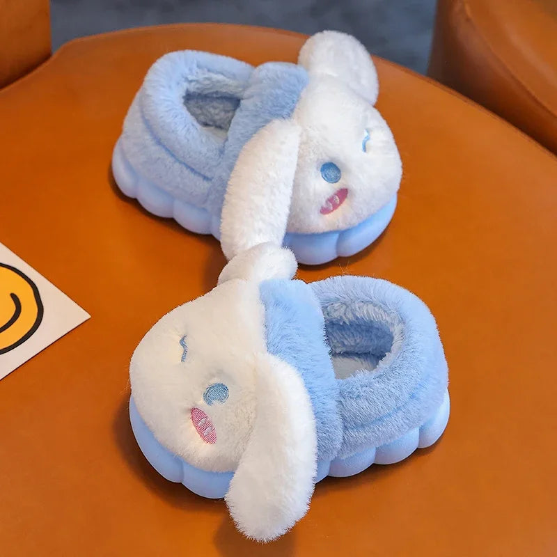 Anime Pikachu Plush Slippers for Kids – Soft, Non-Slip Warm Indoor Shoes for Autumn/Winter & Christmas Gifts