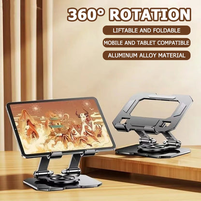 360° Rotatable Adjustable Tablet Stand — Foldable Desktop Holder for 4.7″–12″ iPad Pro/Air/Min & Tablets