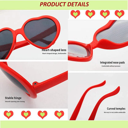 Women’s Fashion Heart-Shaped Glasses Watch - Nighttime Light Diffraction to Heart Shape, Stylish Female Sunglasses