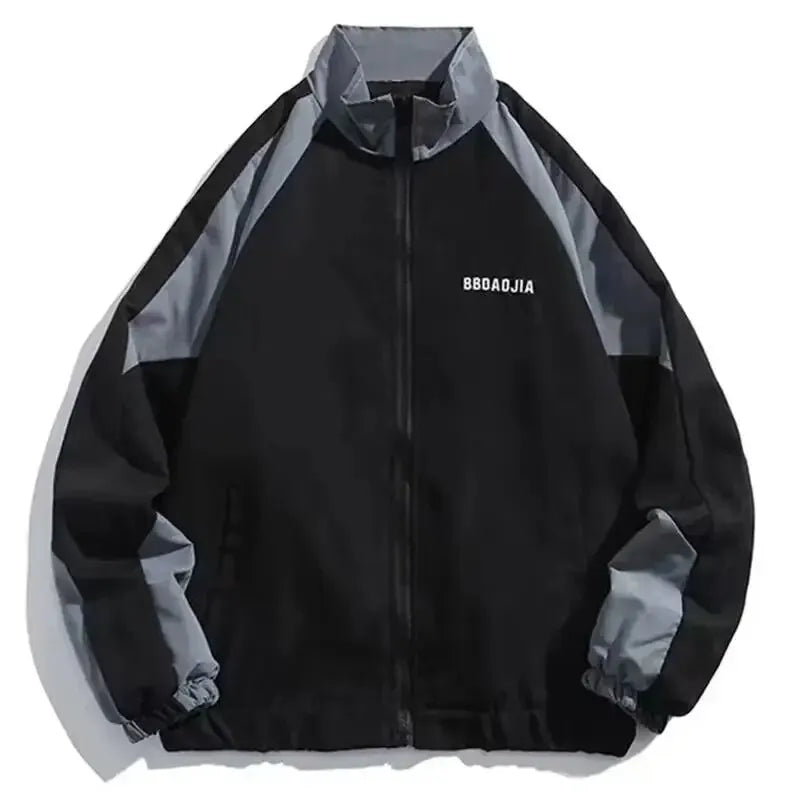 Hip Hop Varsity Jacket for Men - High Street Patchwork Color Block Windbreaker Spring Autumn College Coat