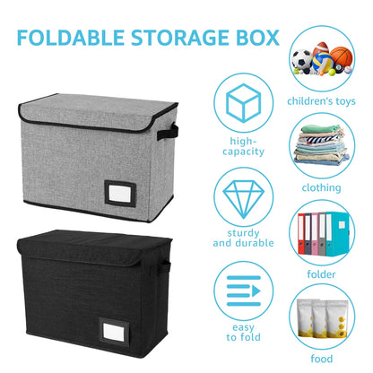 Foldable Clothing Storage Box with Lid – Washable Multi-Purpose Organizer Bin with Handle for Home, Office & Comic Book Storage