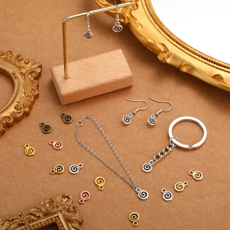 40pcs Swirl Alloy Charms - 6-Color Metal Pendants for DIY Handmade Jewelry Making & Accessories