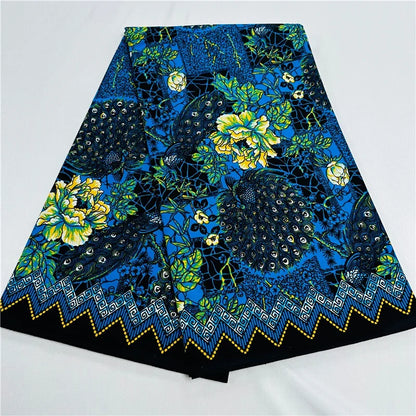 6 Yards African Real Wax Fabric - 100% Cotton Original Ankara Print for Party Dresses K121901