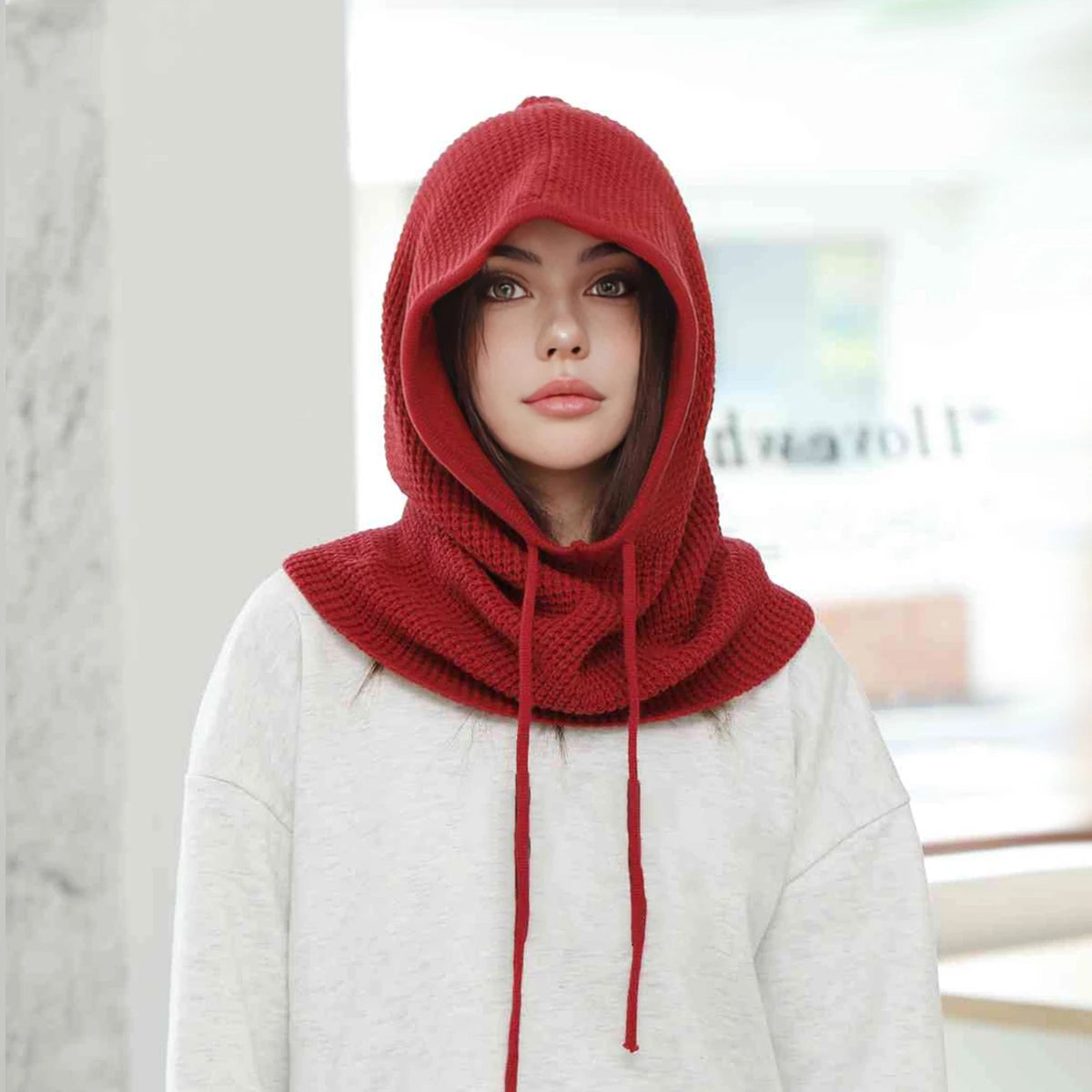 Women’s Winter Beanie Hat with Knit Balaclava – Neck Warmer & Ski Snow Scarf