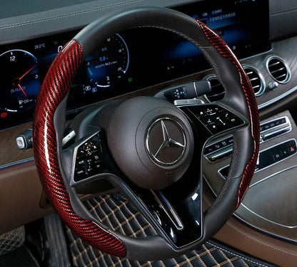 2/3PCS Universal Car Steering Wheel Cover — Laser Carbon Fiber, Silicone & 1K Microfiber Leather, Non-Slip PVC Booster