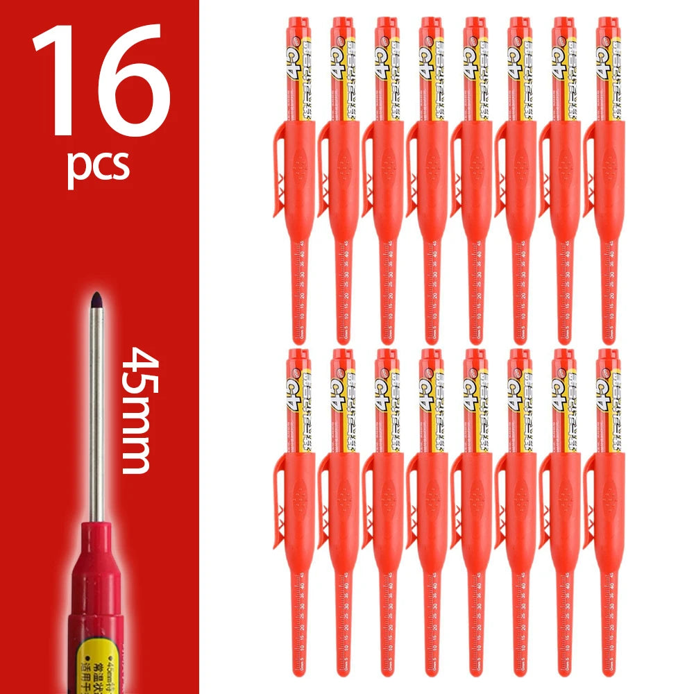 45mm Deep-Hole Carpenter Marker Pen - Long-Nib Woodworking Marking Pen for Measuring & Construction