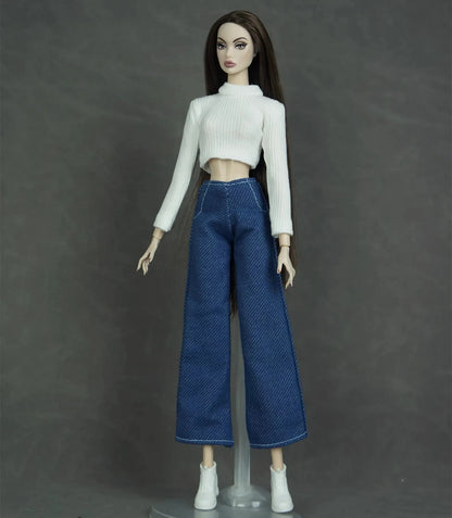 30cm Doll Clothes Set – Long Sleeve Shirt & Foot Covers for 1/6 OB/ST/FR/BB Dolls