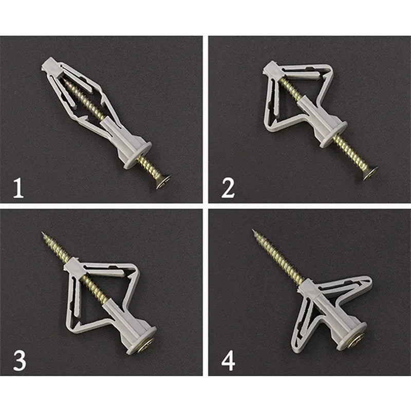 50/100Pcs Self-Drilling Drywall Anchor Kit with Screws – Nylon Expansion Anchors for Gypsum Board & Wall Mounting