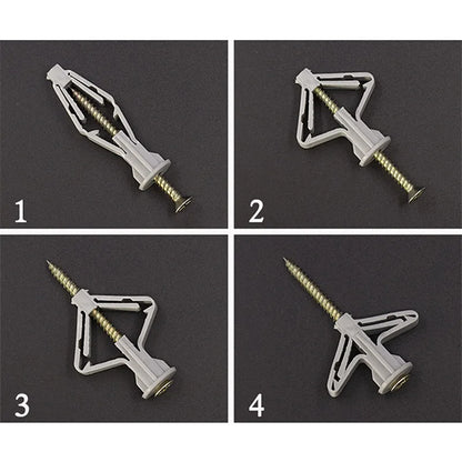 50/100Pcs Self-Drilling Drywall Anchor Kit with Screws – Nylon Expansion Anchors for Gypsum Board & Wall Mounting