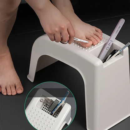 Manicure & Pedicure Foot Stool – Anti-Skid Plastic Stand with Grooves for Toenail, Leg & Shower Foot Support