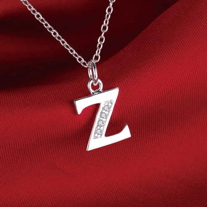 26 Letters 925 Sterling Silver Zircon Necklace Pendant – Personalized Alphabet Jewelry for Women | Elegant Wedding & Gift Accessory