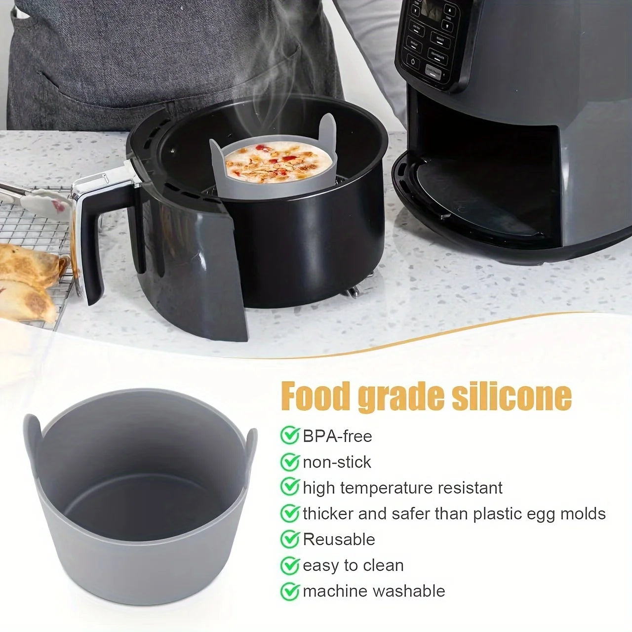 Air Fryer Silicone Egg Poacher Cups – 1pc/4pcs Non-Stick Egg Cooker Mold