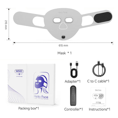Hello Face M500S LED Red Light Therapy Mask - Wireless Portable PDT Facial Device with Red and Near-Infrared Light Therapy