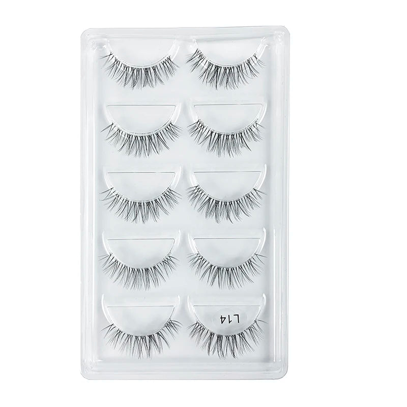5 Pairs Manga Style Cosplay False Eyelashes – Soft Natural Short Mink Strip Lashes with Clear Band