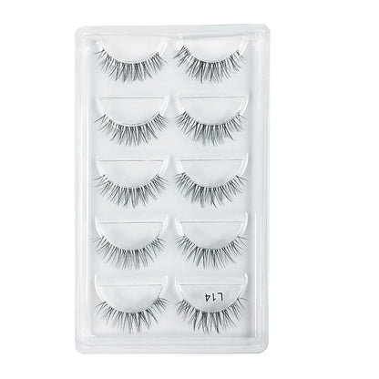 5 Pairs Manga Style Cosplay False Eyelashes – Soft Natural Short Mink Strip Lashes with Clear Band