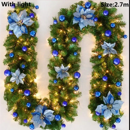 2.7M LED Rattan Christmas Garland – DIY Wreath for Stairs, Fireplace, Tree & Home Decoration