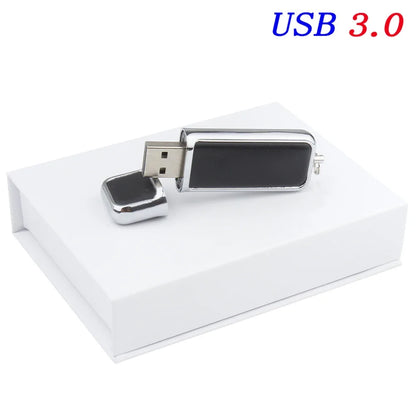 Leather USB 3.0 Flash Drive - Free Logo, 4GB-128GB High-Speed Memory Stick, Wedding Gift