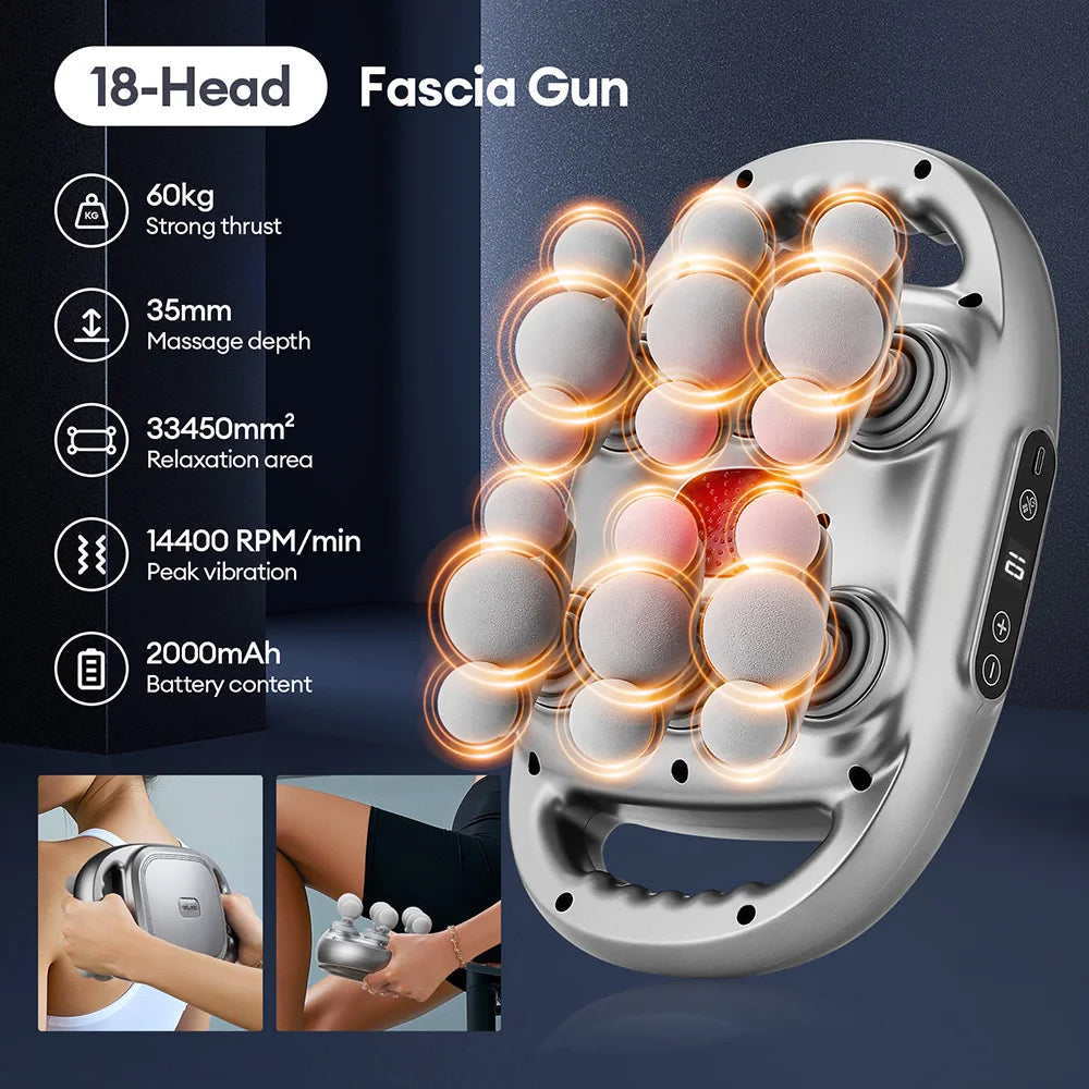 16-Head Fascia Massage Gun – High-Frequency Vibration Body Massager for Back, Waist, Neck, and Shoulders, Muscle Relief
