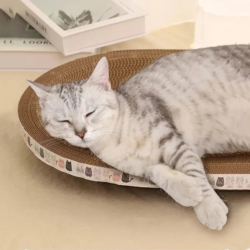 Wear-Resistant Corrugated Cat Scratcher - Round Oval Grinding Claw Toy for Cats, Cat Bed Nest, Cat Accessories