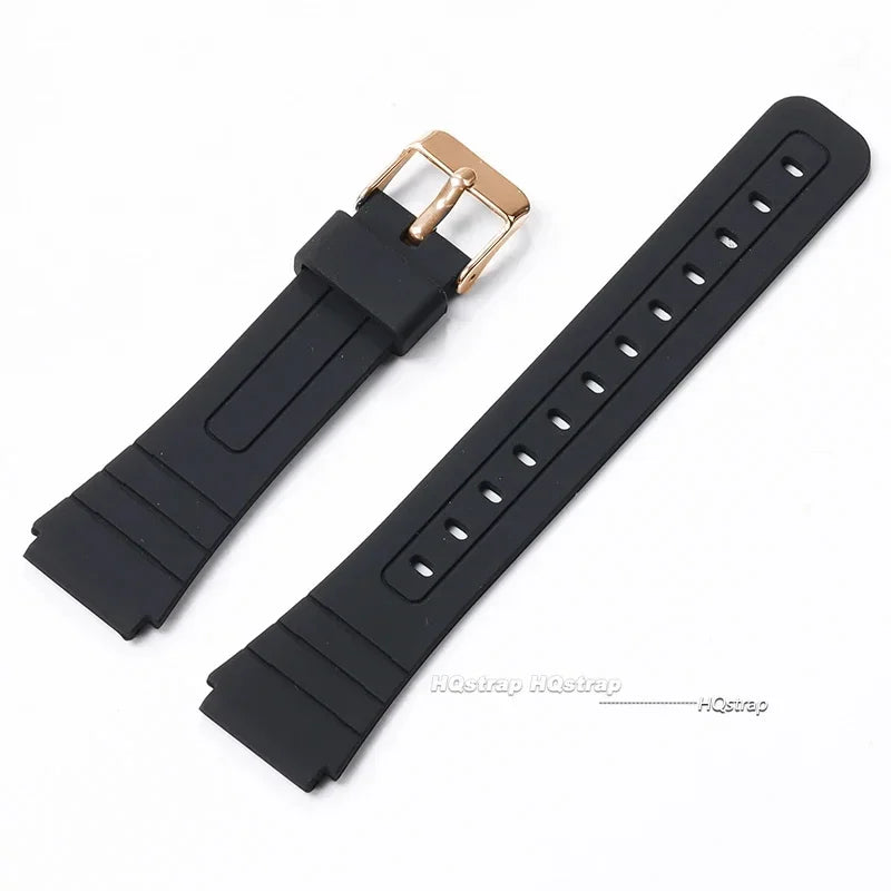 18mm Silicone Rubber Watch Strap for Casio - Soft Black Replacement Band for W800H, A158, A168, AE-1200, AE-1300, SGW-400, F91W, F84, F105W and F108W