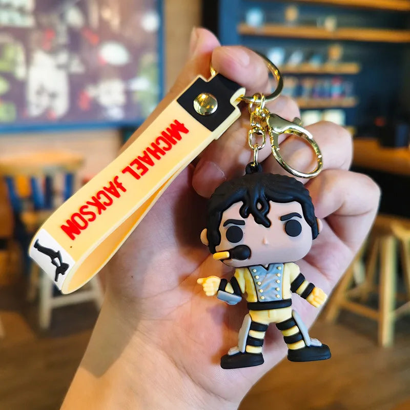 Michael Jackson Music Idol Keychain - Miniature Doll Pendant Key Ring Accessory