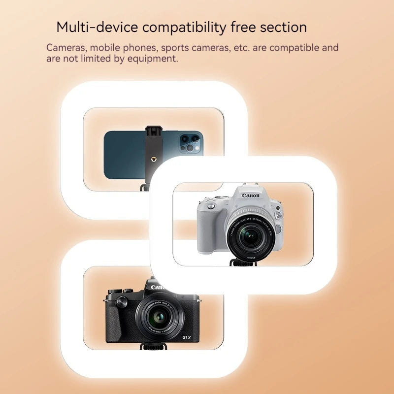New Handheld Ring LED Light – Rechargeable Portable Fill Light for Mobile Phone, Live Broadcast, Photography, and Selfies