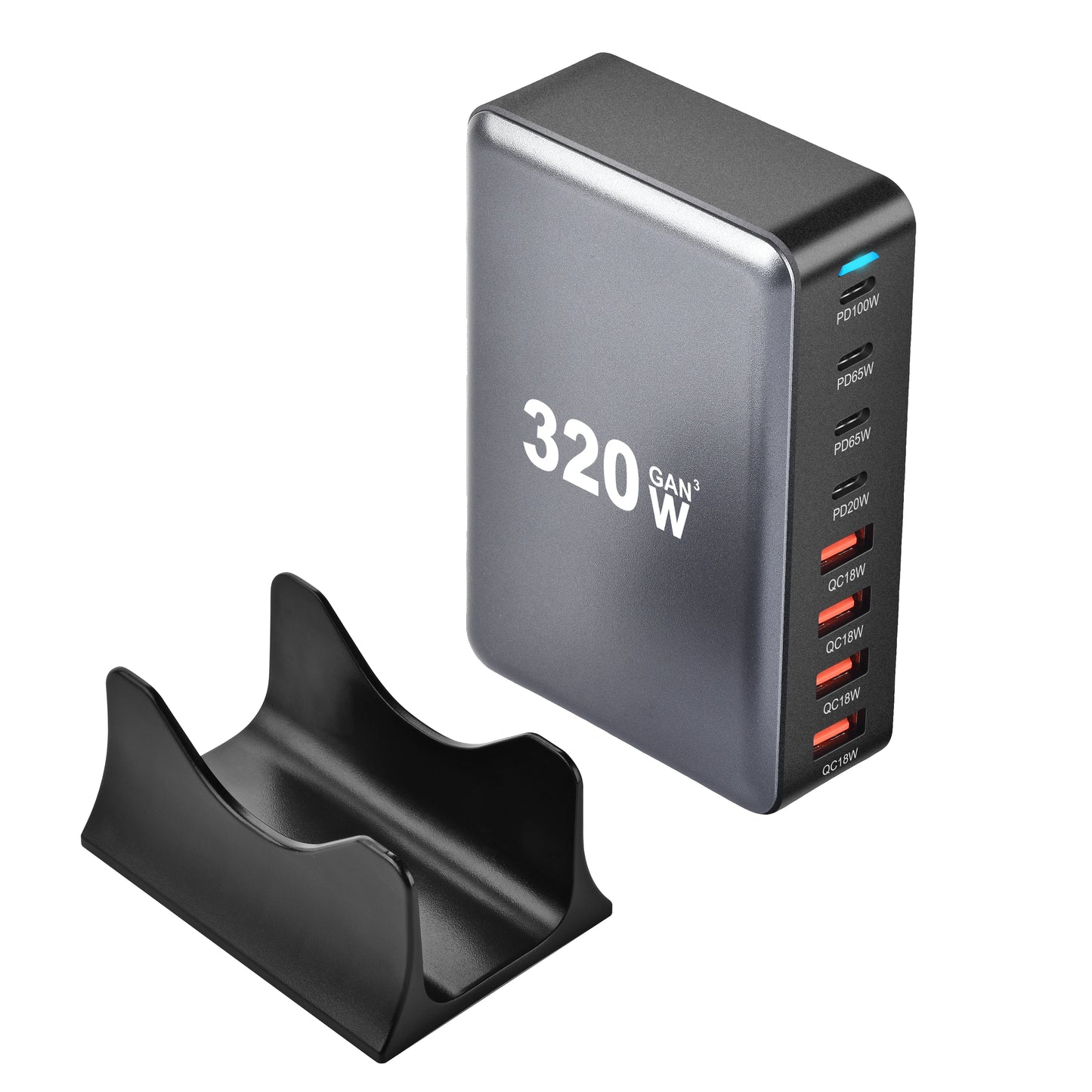 320W GaN USB-C Fast Charger - 8 Port Desktop Charging Station with Type C PD & Quick Charge 3.0 for iPhone 15, 14, Samsung