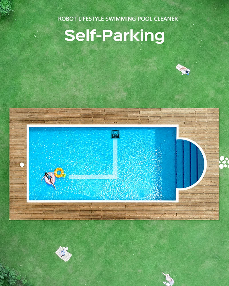 Robot Swimming Pool Cleaner – Cordless, APP-Controlled, Rechargeable 6400mAh Lithium Battery, Route Planning for Tiles, PVC, Mosaic, Cement