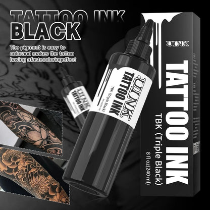 DQFART 240ML Professional Tattoo Ink – Triple Black & White Pigment for Permanent & Semi-Permanent Body Art Supplies