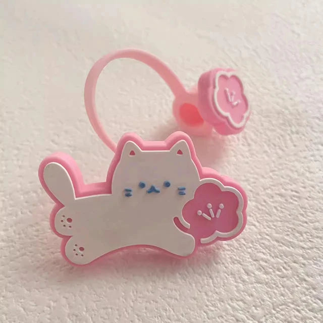 Cute Cartoon Bear Silicone Straw Covers – Dust Plug Cap for 7-8mm Large Caliber Drinking Cups
