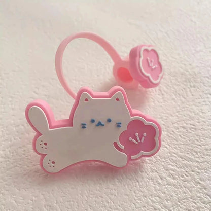 Cute Cartoon Bear Silicone Straw Covers – Dust Plug Cap for 7-8mm Large Caliber Drinking Cups
