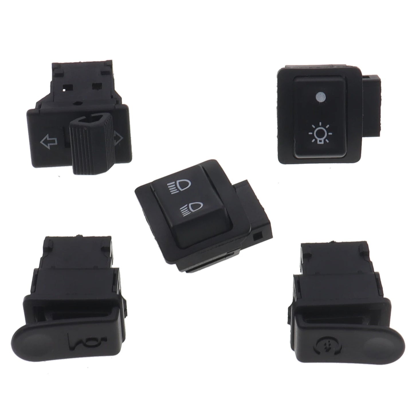 5Pcs Motorcycle Handlebar Switch Set – Headlight, Horn, Turn Signal & Starter Buttons for Scooter/Moped