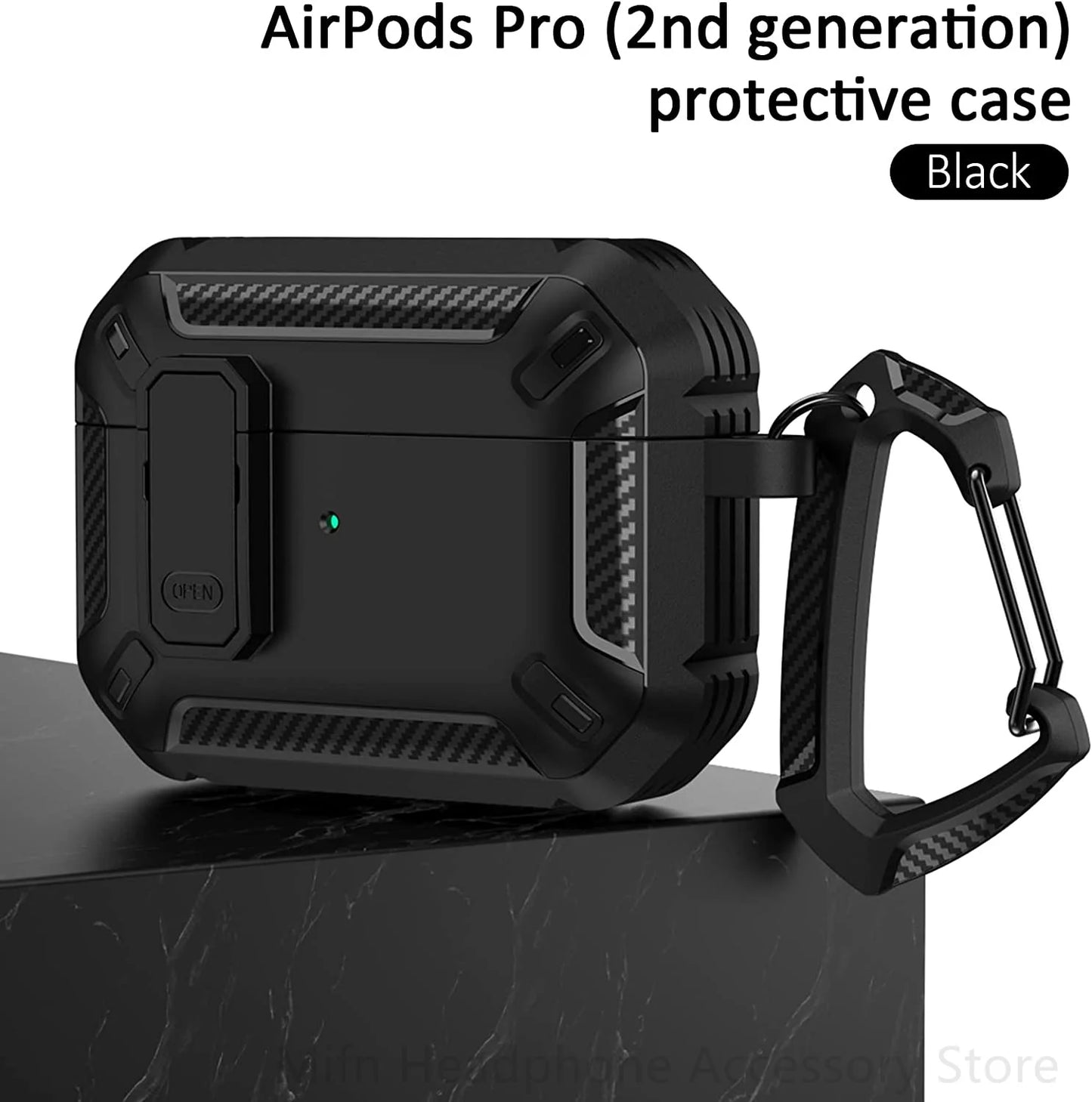 Carbon Fiber AirPods Case for Pro 1/2 & AirPods 3 – Shockproof Headset Cover with Switch Design for Men
