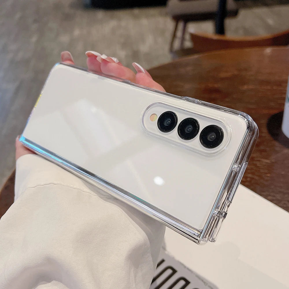 Transparent Acrylic Shockproof Phone Case for Samsung Galaxy Z Fold 6/5/4/3 – Hard Protective Back Cover