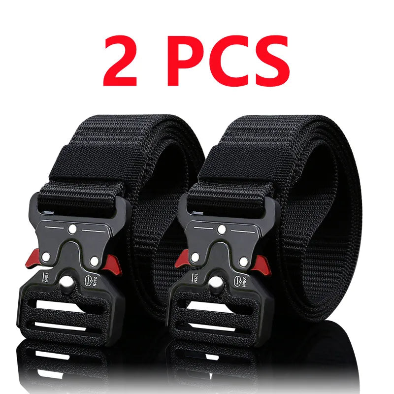 2PCS Men's Tactical Belts – Durable Adjustable Outdoor Hunting & Sports Belt