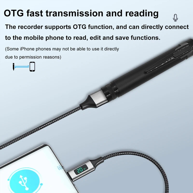 Digital Voice Recorder Pen – 8GB/16GB/32GB/64GB Professional Audio Recorder with Noise Reduction for Business Meetings