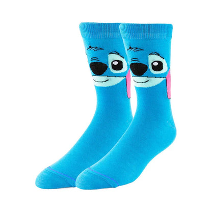 5/6 Pairs Miniso Disney Lilo & Stitch Socks – Hip Hop Street Style Anime Crew Socks for Men and Women, Novelty Cute Casual Socks