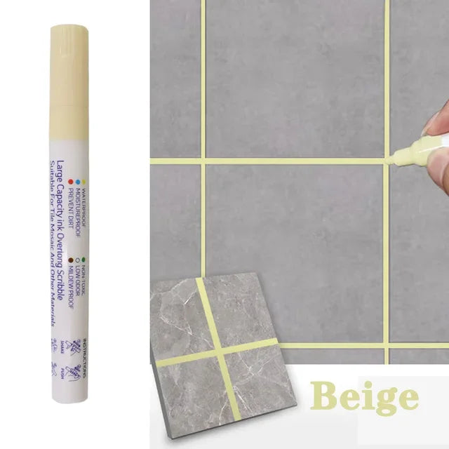 Waterproof Tile Grout Repair Pen – Wall and Floor Seam Marker for Bathroom and Kitchen, Available in Black, White, Gold, Silver, and Beige