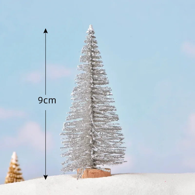 Mini Artificial Christmas Tree Figurine — Sisal, Silk & Cedar Pine for Fairy Garden, Micro Landscape & New Year Decor